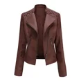 thumbnail image 7 of Fashion Women‘s Faux Leather Jackets Long Sleeve Zipper Slim Motorcycle Biker Leather Coat Tops Spring Autumn Loose Outwear, 7 of 7