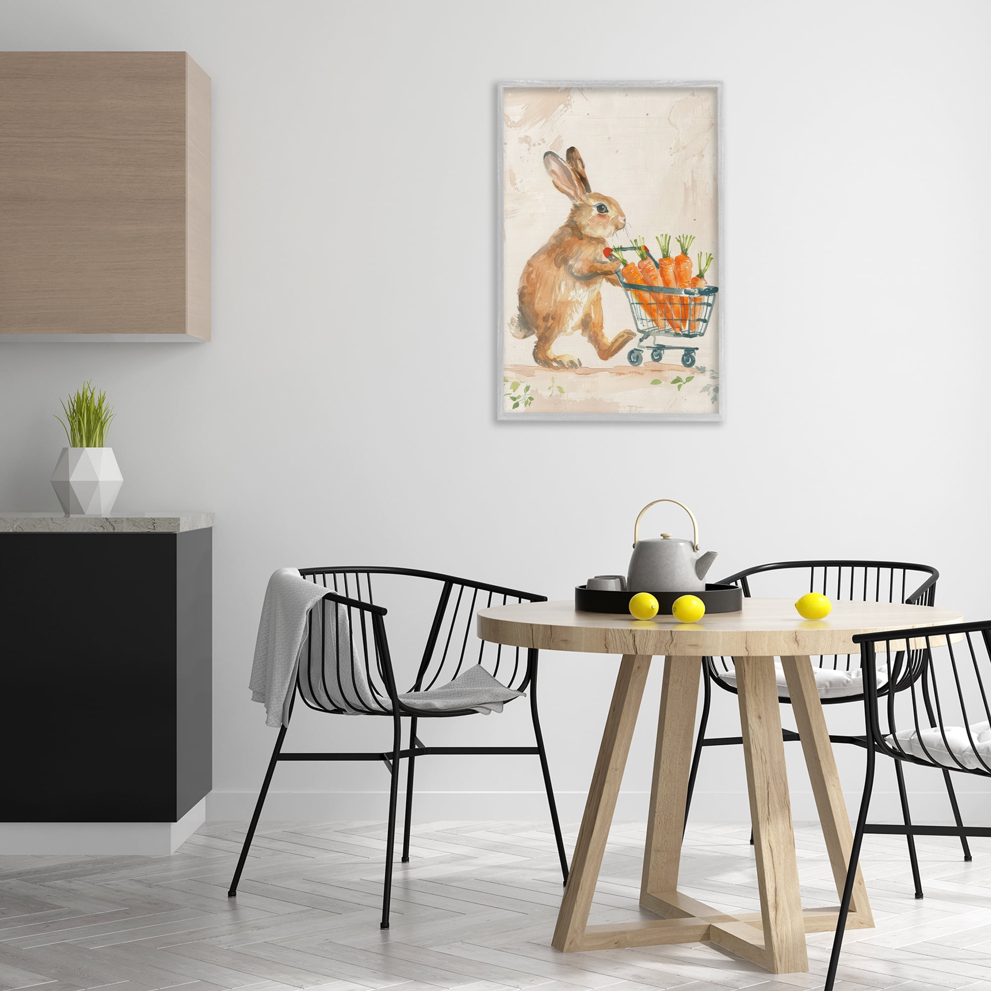 Carrot Connoisseur Rabbit Gray Framed Giclee Art, 20 x 30