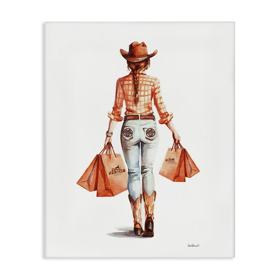 Stupell Industries Modern Chic Cowgirl People Painting Wrapped Canvas Art Print Wall Art, 16 x 20