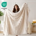 thumbnail image 3 of ROSEKIND 6lbs Faux Rabbit Fur Bubble Fleece Throw Blanket for Sofa & Bed, ultra-soft Cozy Gift for Adults & Friends, 50"x60", Ivory Cream, 3 of 8