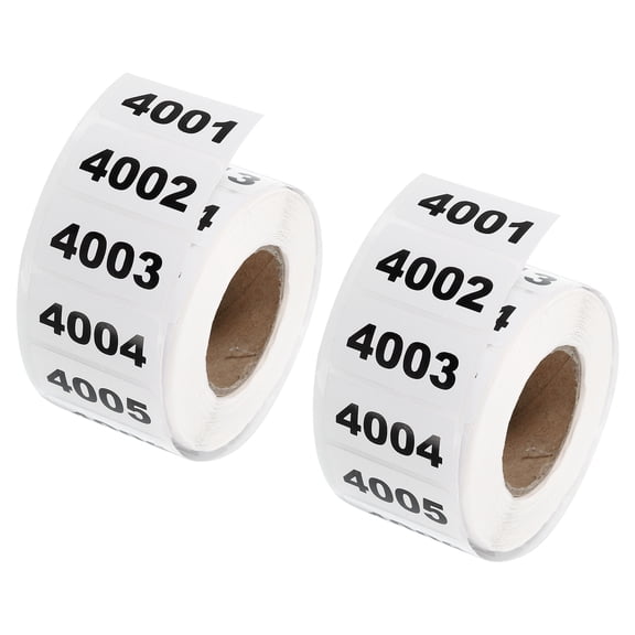 Uxcell 2 Roll Inventory Number Sticker, 4001-5000 Consecutive Numbered Labels Self Adhesive Labels Tag(1.6x0.8 Inch)