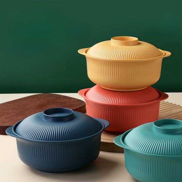 Cuenco grande reutilizable de fibra de paja | Ligero, aptos para microondas y lavavajillas | Borde grueso, diseño a prueba de derrames | Azul Verde Naranja Amarillo | 7,55 pulgadas Bowl para sopa de
