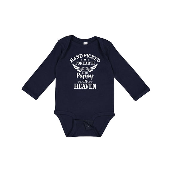 Inktastic Handpicked for Earth by My Pappy in Heaven with Angel Wings Boys or Girls Long Sleeve Baby Bodysuit