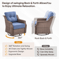 thumbnail image 4 of Planntonneo 3 Piece Wicker Patio Furniture Sets, Outdoor Swivel Rocking Chairs Set of 2 with 6-inch Thickened Cushions and Rattan Side Table for Deck Porch Pool, Brown/Blue, 4 of 10