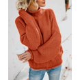 thumbnail image 4 of Jersey Saodimallsu de cuello alto para mujer, de gran tamaño, rojo ladrillo, 4 of 7