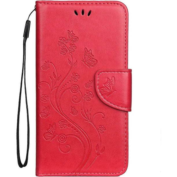 ZHAOCHENG Funda tipo billetera para iPhone 13 Pro Max, funda duradera para iPhone 13 Pro Max de 6,1 pulgadas, funda magnética de cuero PU de primera calidad con patrón de flores y mariposas con tarjet