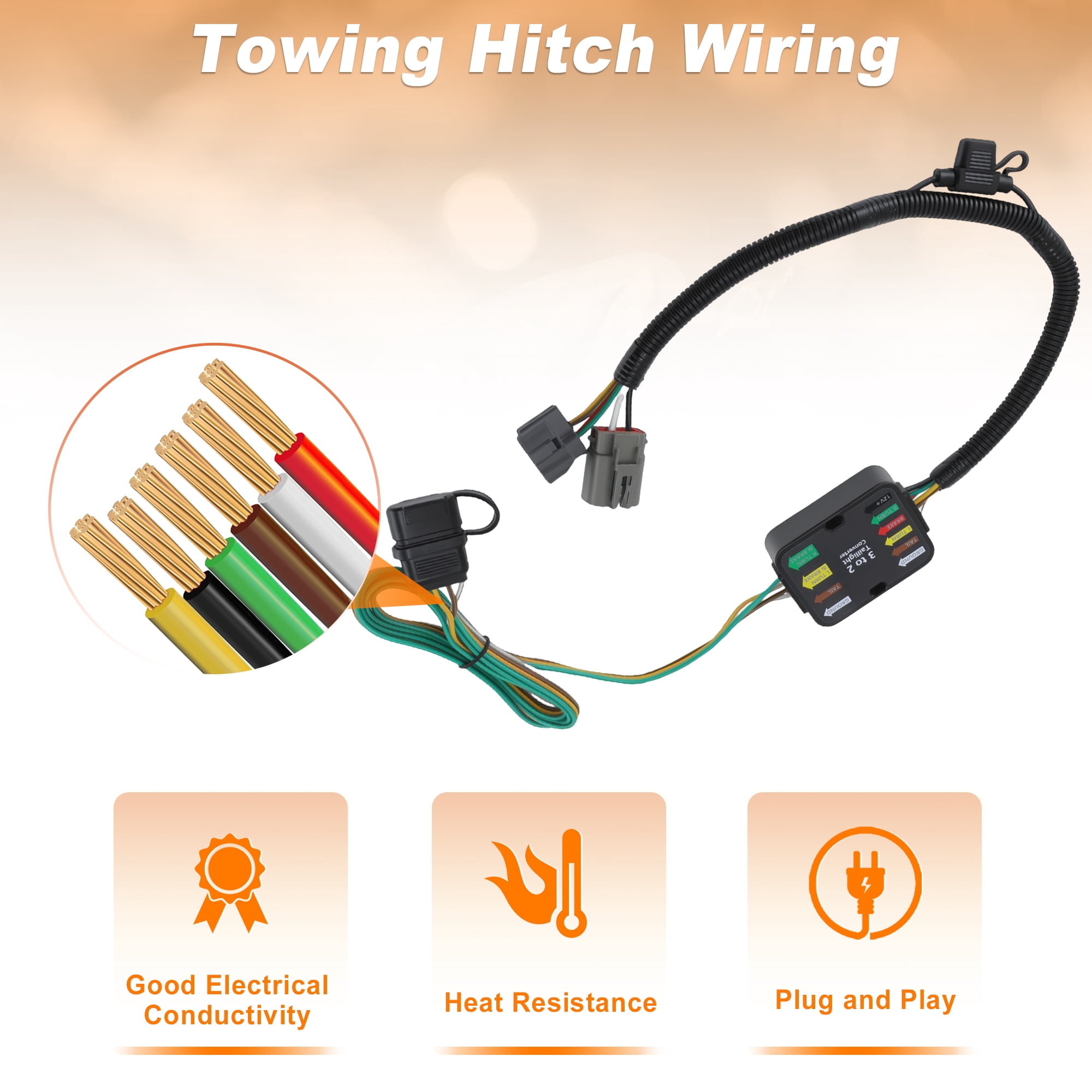 Unique Bargains 4 Pin Trailer Wiring Harness Kit for Hyundai Santa Fe and for Kia Sedona
