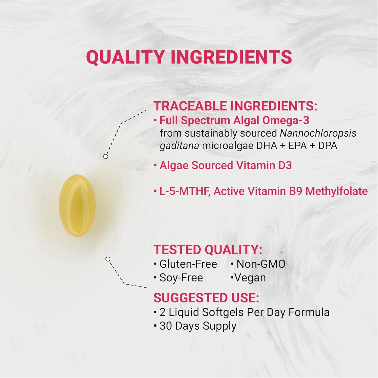Naturalis Vegan Prenatal with Full Specrum Omega-3 | Algae DHA, EPA, DPA, Vitamin D3 & Active Folate L 5-MTHF | Vegan Society Certified, Sustainably Sourced, Non-GMO & Soy Free | 60 Veggie Softgels