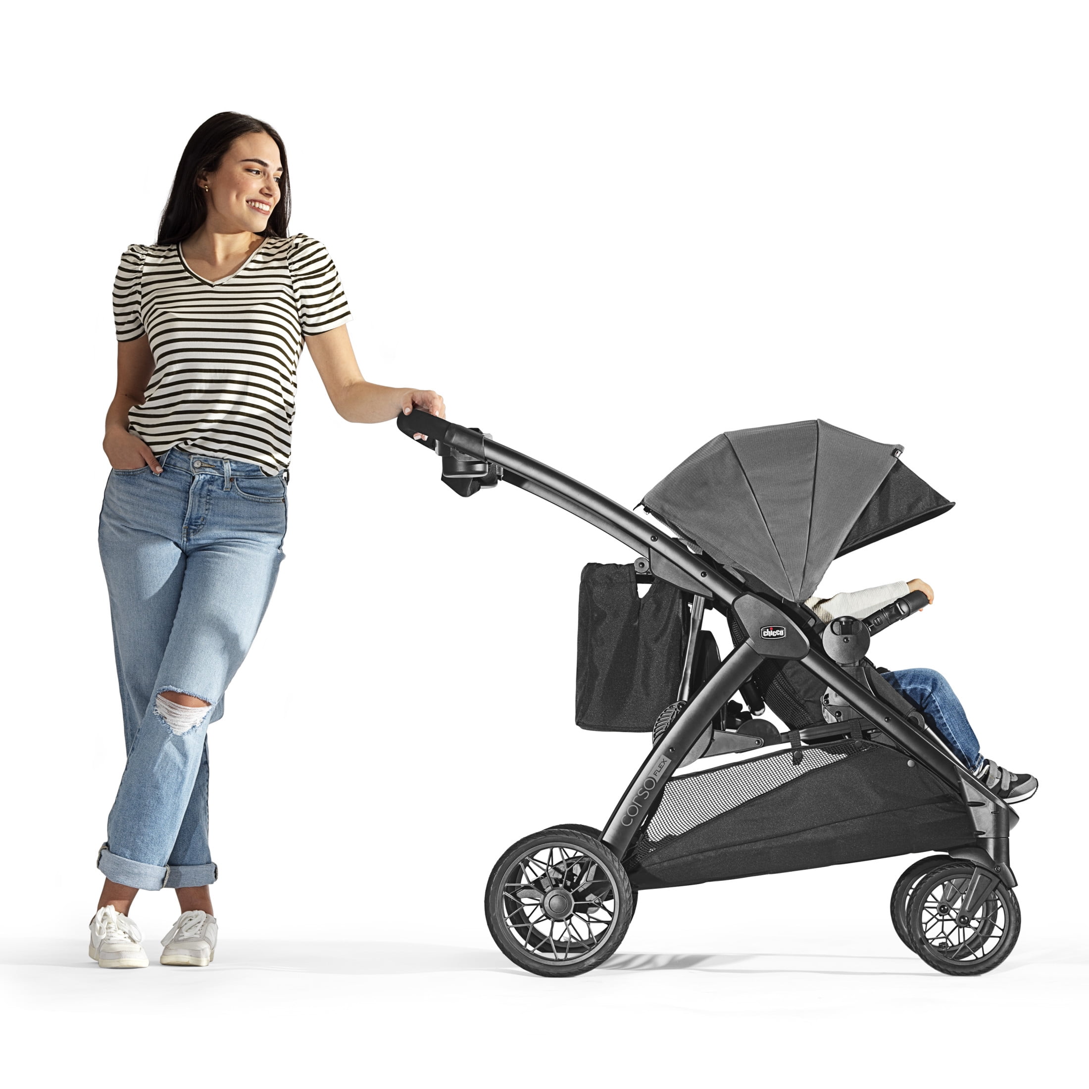Double Stroller Chicco Bravo For Le Chicco BravoFor2 Standing