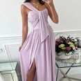 thumbnail image 5 of Babysbule Dresses for Women Women's Summer Solid Slimming One Shoulder Sleeveless Split Hem Dresses, 5 of 8