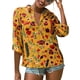 thumbnail image 2 of Sonducket Blusa informal con botones de manga larga y estampado de gasa para mujer Prendas para la parte del cuerpo Amarillo METRO, 2 of 6