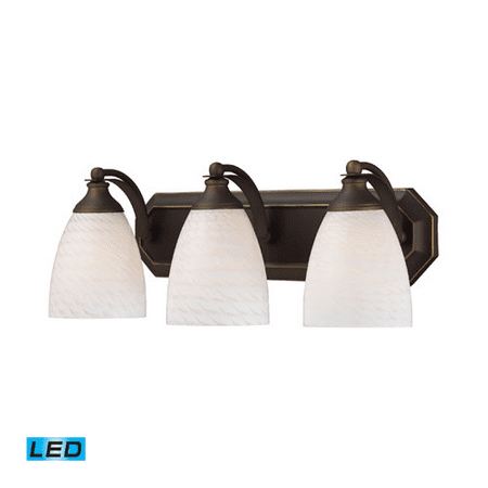 

Bathroom Vanity 3 Light LED With Aged Bronze Finish White Swirl Glass 20 inch 40.5 Watts - World of Lamp