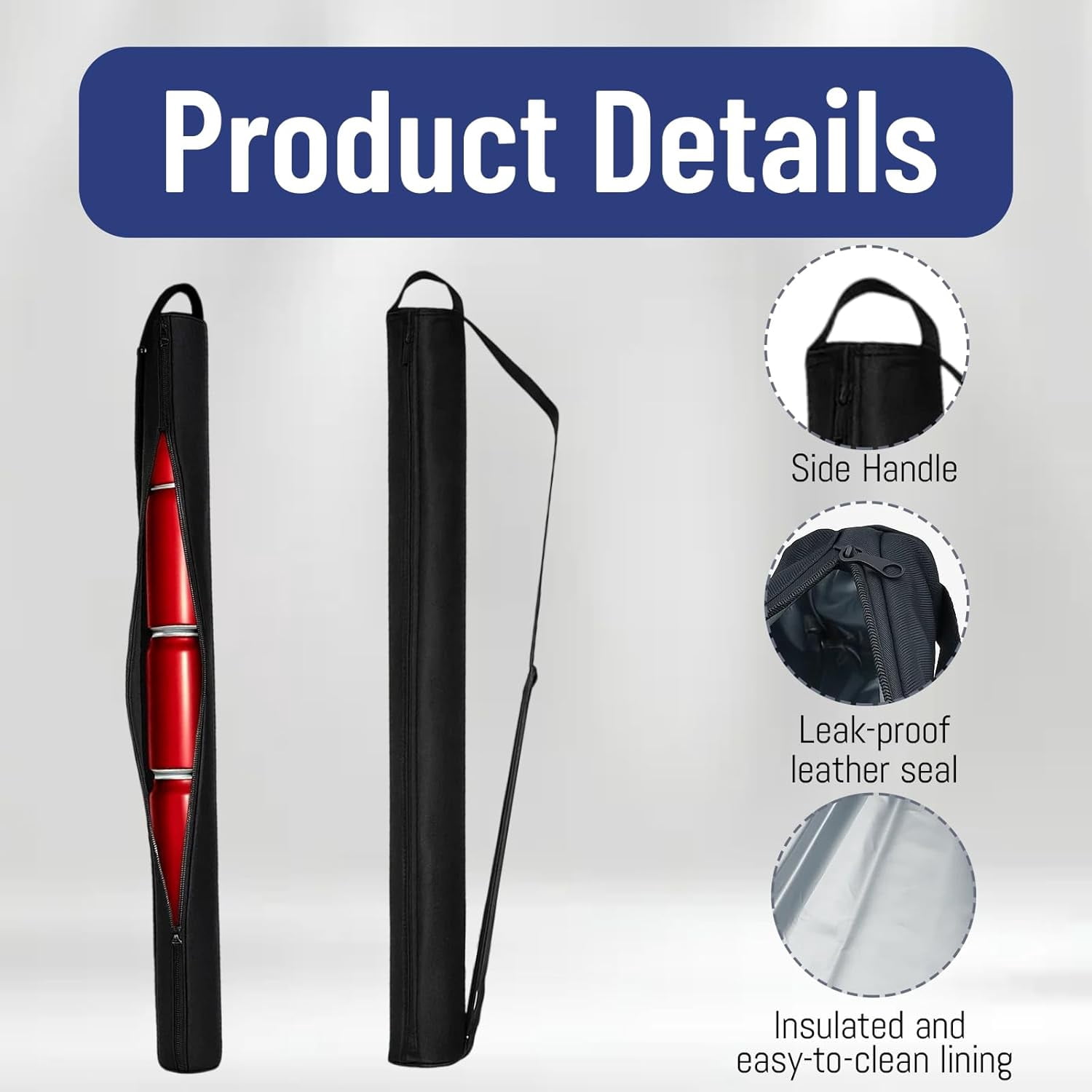 Golf Beer Sleeve, Insulated Can Cooler for Golf Bag, Beer Cooler Sleeve for Golf Bag, Portable Beverage Chiller for Outdoor Sports and Camping, 8cm x 83cm Black Golf Accessories