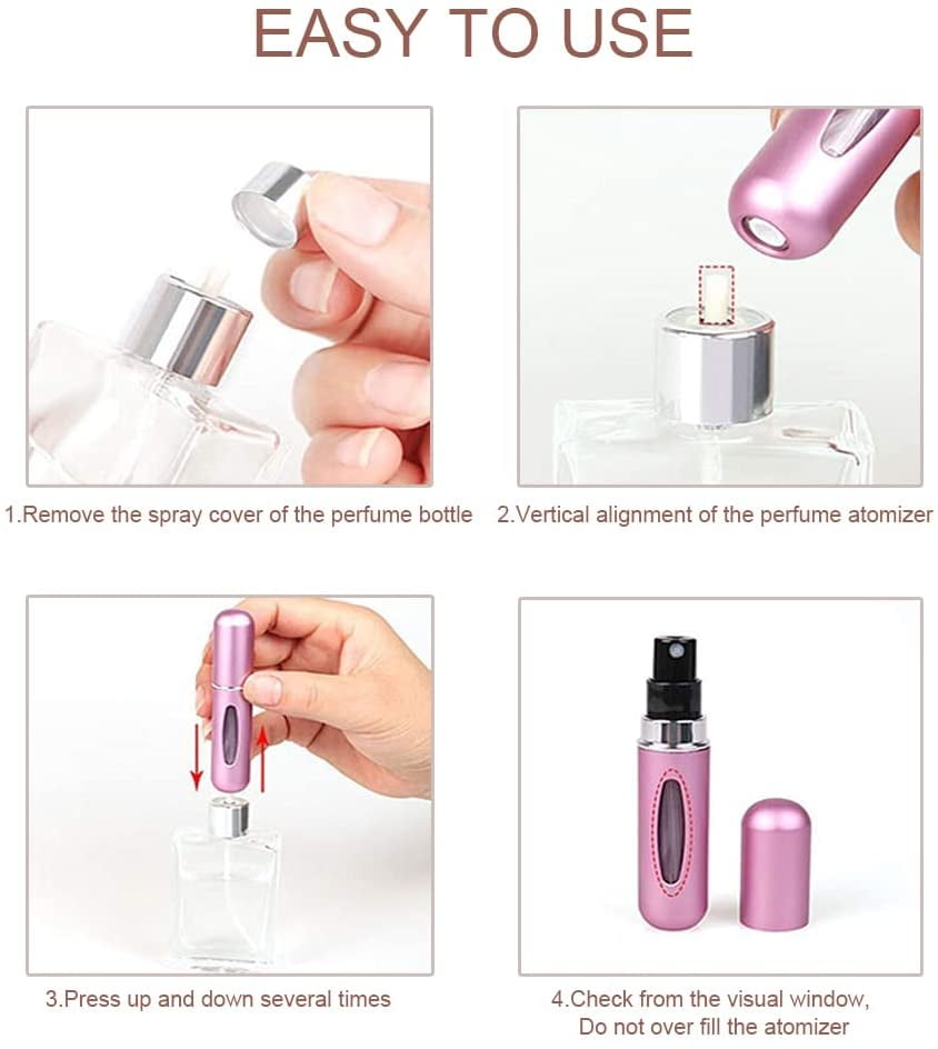 Portable Mini Refillable Perfume Atomizer Refillable Bottle,Atomizer  Perfume Bottle,Refillable Perfume Spray,Travel Size Bottles,Scent Pump  Case, Atomizers Spray 5ml (4 Pcs) 