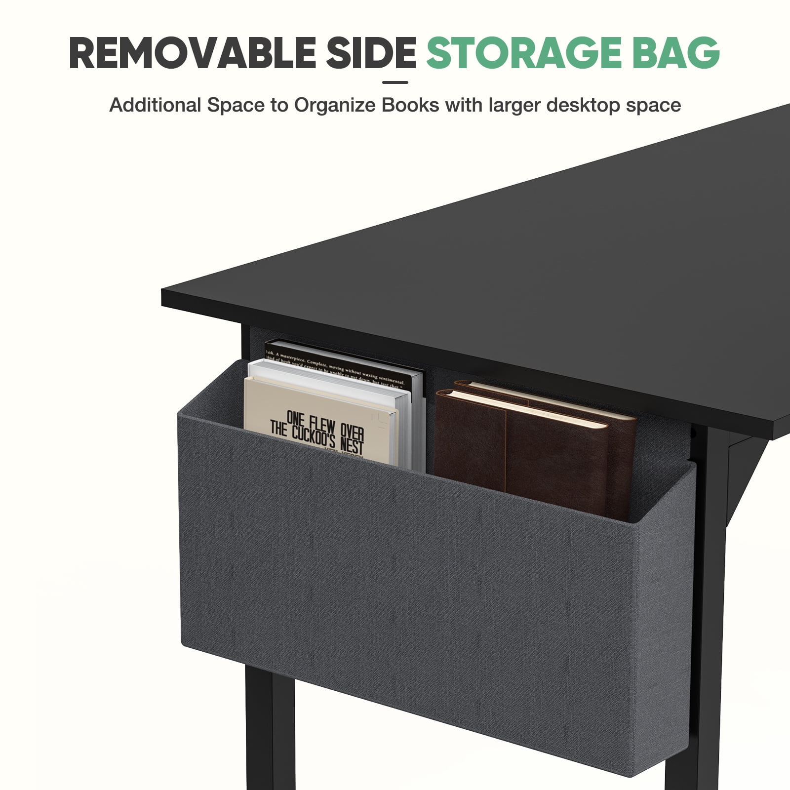 MAYEERTY 40in Computer Desk with Storage, Modern Writing Desk with Fabric Drawers for Home Office, Rustic