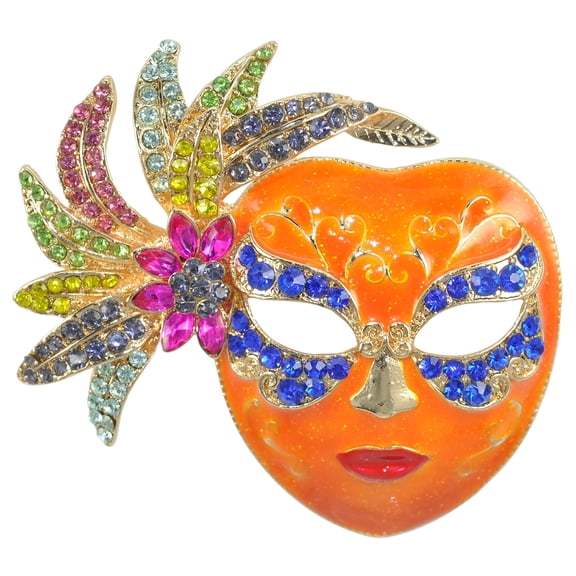 Gyn&Joy Mask Multicolor, Pins & Brooches, Goldtone, Includes Gift Box, 1