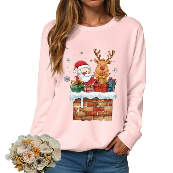 Gibobby Sweatshirts for Women Hoodies Christmas Hooded Merry Christmas Womens Shirts Long Sleeve(S,Pink)