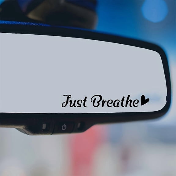 Just Breathe Mirror Decal, Rearview Mirror Car Decals, Car Additions for Women Rear View Mirror, Positive Affirmations Vinyl Decal