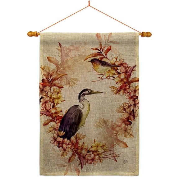 Breeze Decor HS120266-DB-03 Birds Wreath Animals Bird 28 x 40 in. Double-Sided Decorative Horizontal Flags for Decoration Banner Garden Yard Gift