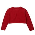 thumbnail image 4 of TiaoBug Kids Girls Knitted Bolero Cardigan Long Sleeve Shrugs Jacket Wedding Flower Dress Cover Up 2-13 Red 4, 4 of 7