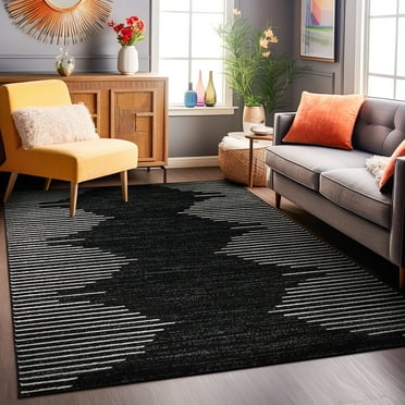 World Rug Gallery Bohemian Stripe Area Rug - Black 5' x 7'