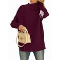 thumbnail image 2 of Women'S Oversized Loose Sweater Autumn Batwing Sleeve Ribbed Tunic Sweater Wine Red XXXL, 2 of 9