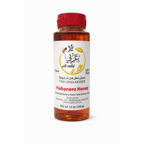 Arabi Virginia Raw Habanero Honey – 12 oz Bottle, 100% Pure Sweet & Spicy Honey