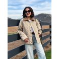 thumbnail image 5 of Women'S Winter Quilted Jackets Long Sleeve Button Down Puffer Jacket Outerwear Coats with Pockets Khaki S, 5 of 9