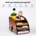 thumbnail image 4 of Graflsoa Modular Multi-Tier Desk Organizer - Eco-Friendly & Detachable Office Storage Shelf in Black/Brown, 4 of 6