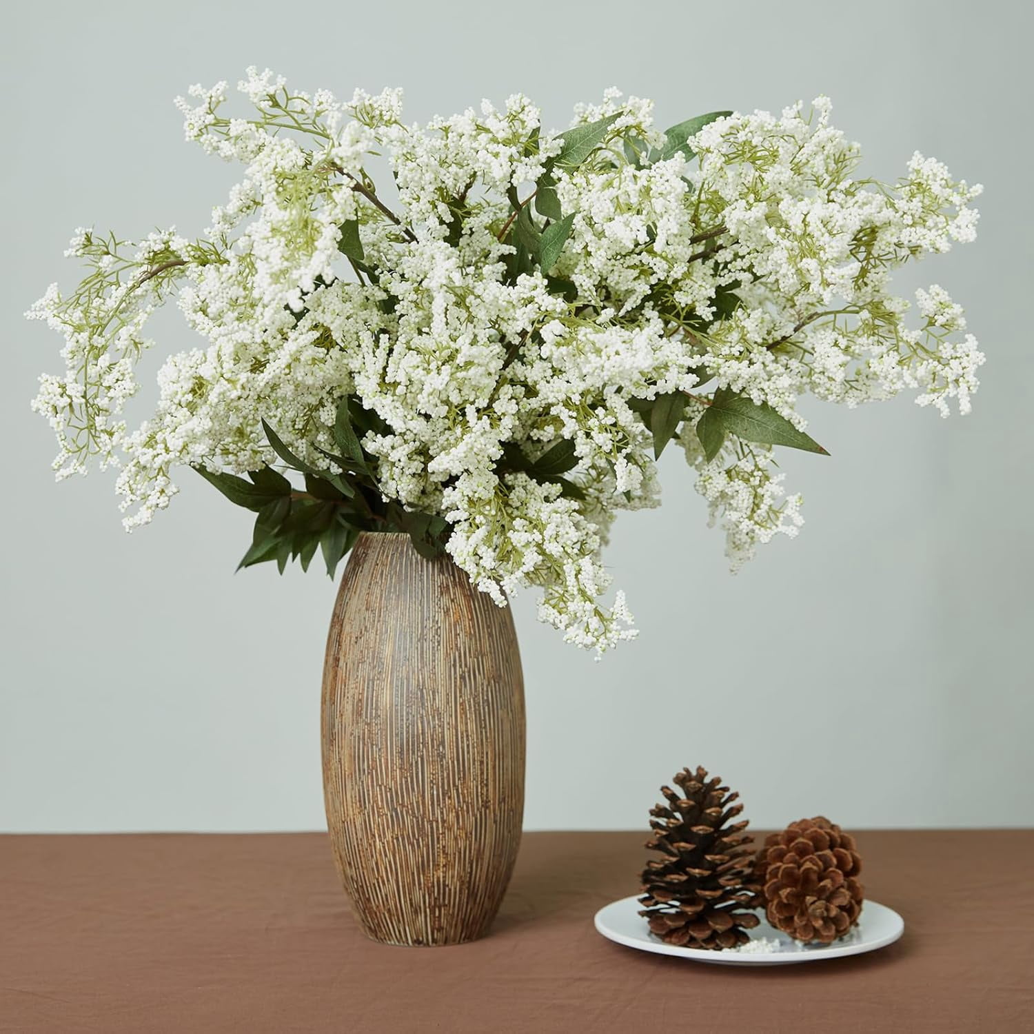 1 Pcs Artificial Dusty Plum Berry Stem, Spring Faux Flowers Picks Branches Fake Realistic Sedum Stem Spray for Wedding Holiday Seasonal Farmhouse Mantel Harvest
