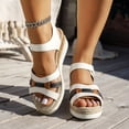 thumbnail image 3 of Dakaela Women's Espadrille Wedge Sandals Flower Ankle Strap Platform Summer Shoes Braided Open Toe Dressy Casual Slip on Sandal Size 6-10 White, 3 of 8