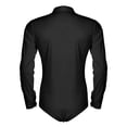 thumbnail image 4 of Vxuxlje Men's Latin Modern Dance Leotard Bodysuit Long Sleeves Solid Color Zipper Bowtie Shirt Tops Black L, 4 of 7