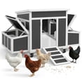 thumbnail image 1 of PawHut Wooden Chicken Coop with Nesting Box for 6 Chickens, Dark Grey, 1 of 10