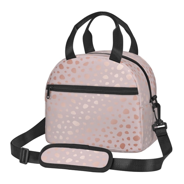 Balery Rose Gold Abstract Spots 1 Bolsa de Almuerzo Impresa, Caja de Almuerzo Reutilizable, Bolsa Térmica Aislada para Almuerzo, Bolsa Antiderrames