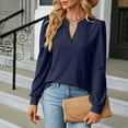 thumbnail image 7 of JYLPZYR Womens T Shirt Autumn and Winter Solid Color V Neck Jacquard Long Sleeved Loose T Shirt Top Ladies Tall Womens Clothing(Navy Blue,XXL), 7 of 7