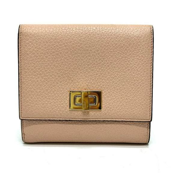 Pre-Owned FENDI 8M0438 Peekaboo Bifold Wallet, Leather, Women's, Pink (Good)