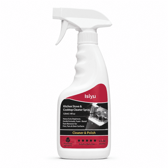 Kitchen Stove & Cooktop Cleaner Spray – 120ml/4fl oz Heavy Duty Degreaser, Gentle Formula, Foam - Based Stain Remover for Pots, Pans & Oven Surfaces
