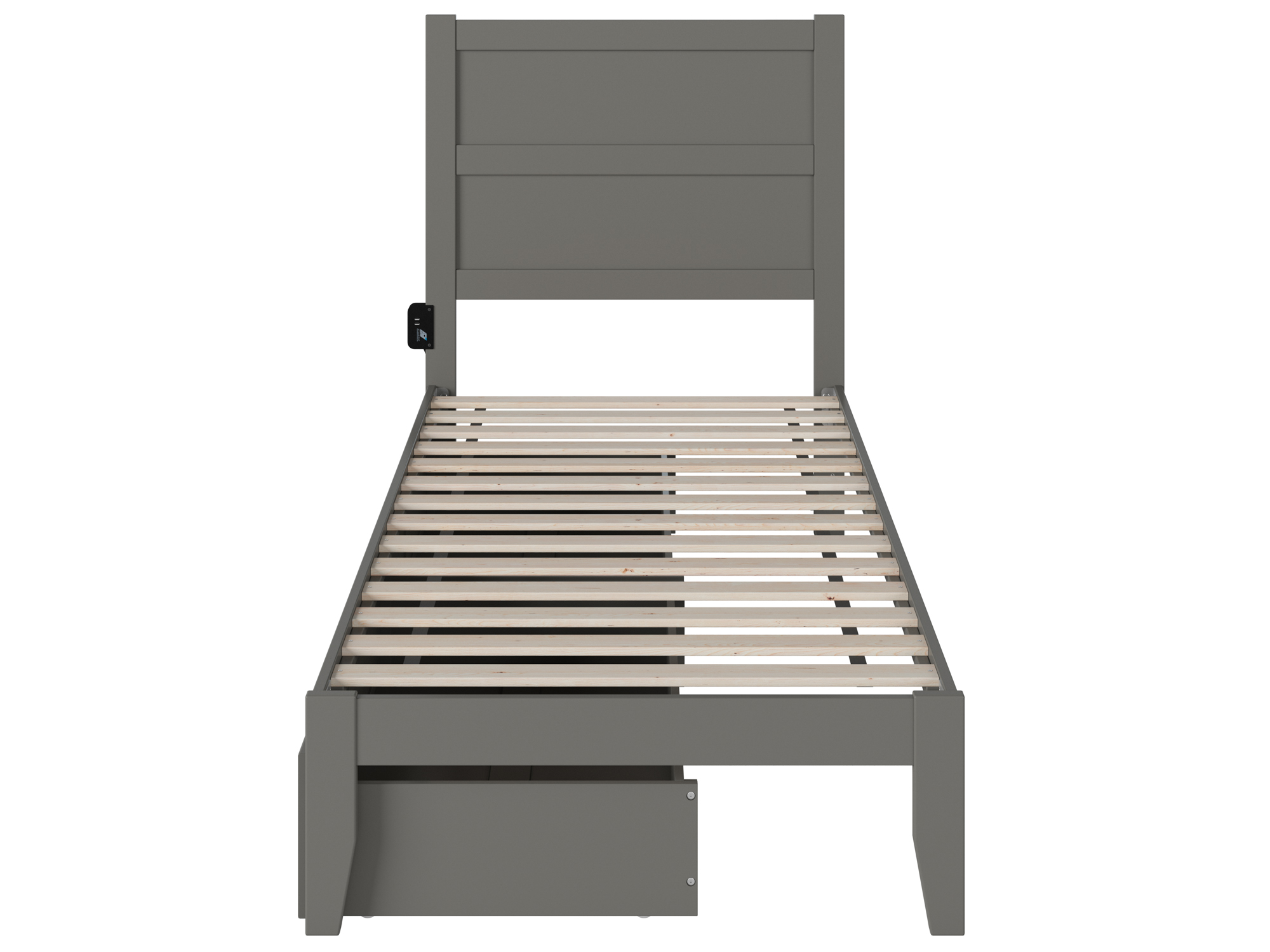 AFI NoHo 14" Twin XL Wood Platform Bed Frame with Set of 2 Storage Drawers, Grey