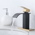 thumbnail image 5 of Wowow Waterfall Bathroom Faucet Gold and Black Faucet for Bathroom Sink Single Handle Mixer Tap Lavatory Vanity Faucet with Deck Plate, 1 or 3 Hole, 5 of 6