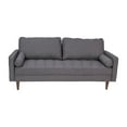 thumbnail image 2 of BizChair Mid-Century Modern Sofa with Tufted Faux Linen Upholstery & Solid Wood Legs in Dark Gray, 2 of 12