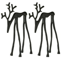 Christmas Decorations - Set of 2 Black Reindeer Statues - Modern Plastic Xmas Figurines - Elegant Indoor Holiday Decor - Table Centerpieces - Ideal for Mantel Living Room Bedroom Office(Style-B)