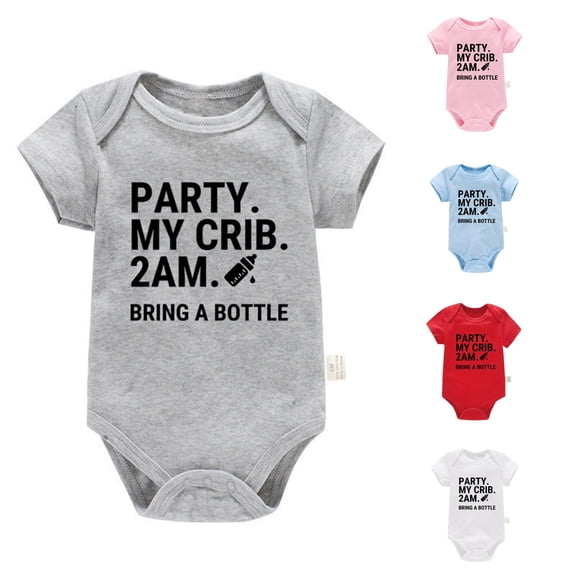 RMGVDSD Baby Boys Girls Bodysuit Short Sleeve Letter Print Romper One-Piece Outfit Baby Onesies Soft Cute Clothes 6-9 Months
