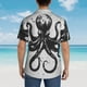 thumbnail image 4 of Balery Abstract Ink Octopus Camisas hawaianas de manga corta para hombre, camisas playeras de corte holgado, camisas de vacaciones con botones,Large, 4 of 7