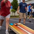 thumbnail image 2 of Retro Orange Curved Stripes Star Cornhole Boards, 2 of 6