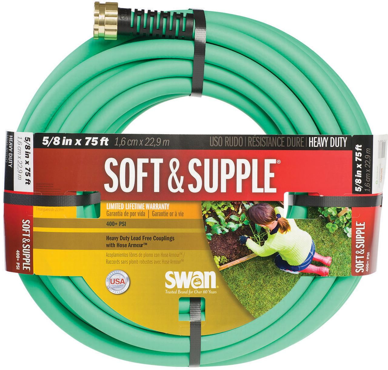Swan House SNSS58075 5 8 in x 75' Soft & Supple Garden Hose by Colorite Swan