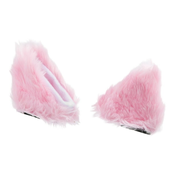 1 par de orejas de gato de peluche autoadhesivas universales para bicicleta y motocicleta, accesorio de decoración para casco, blanco y rosa