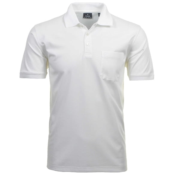 RAGMAN Polo Hombre - Top, Polo de Punto Suave, Mezcla de Algodón, Bolsillo en el Pecho, Tapeta de Botones, Corto, Color sólido Blanco XL (X-Large)