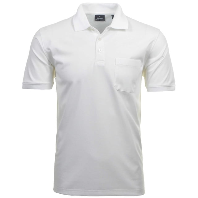 RAGMAN Polo Hombre - Top, Polo de Punto Suave, Mezcla de Algodón, Bolsillo en el Pecho, Tapeta de Botones, Corto, Color sólido Blanco XL (X-Large)