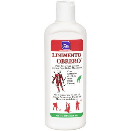 La Bella Linimento Obrero Pain Relieving Cream, 8 Oz.