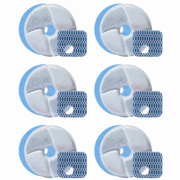 6 Pack Cat Water Fountain Filter, Diameter 4.1 Inch Filter Apply to Automatic Pet Fountain Filter Replacement